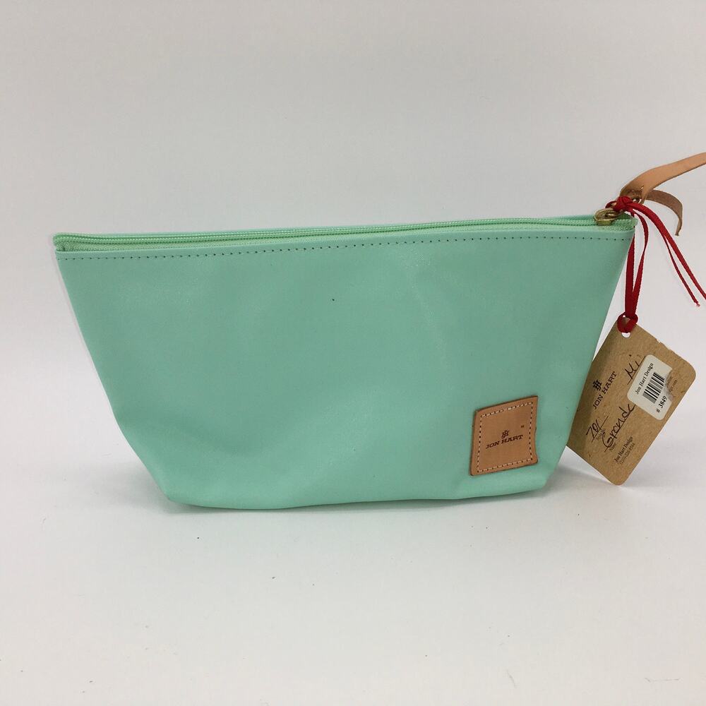 Jon Hart Design Grande Pouch Zipper Bag Mint Green Coated Canvas Travel *Katie*